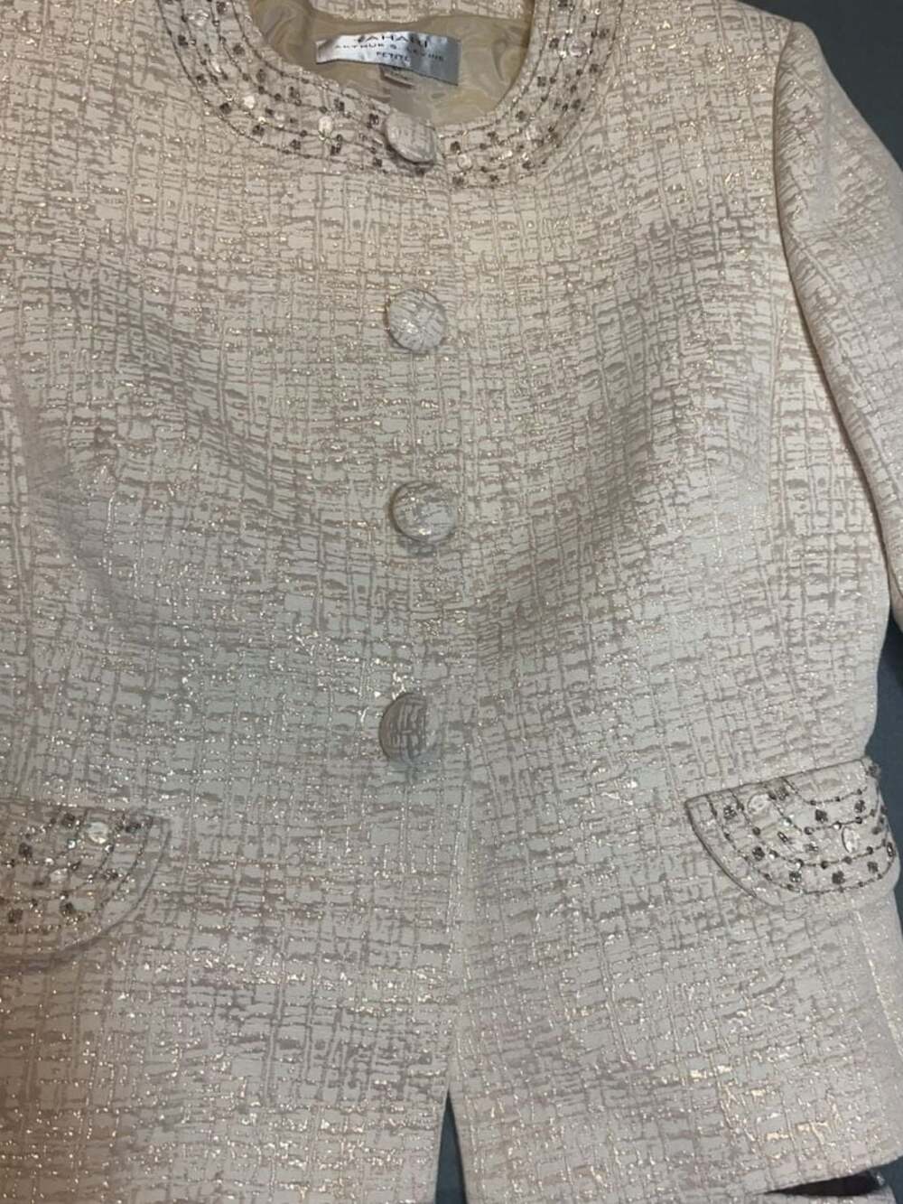 Tahari Arthur S. Levine Petite 6P Metallic Tweed Skirt Suit Set - Picture 5 of 16